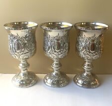 3 Silver Plated Cups Wine Tasting Display Tarnish Resistant 2 Oz Japan 4” Tall picture