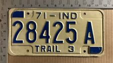 1971 Indiana trailer license plate 28425 A YOM DMV vintage Airstream 12586 picture