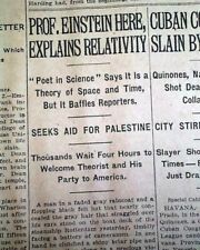 ALBERT EINSTEIN Theory of Relativity Fame 1ST AMERICA VISIT 1921 Old Newspaper picture