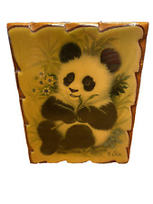 Vintage K. Chin Wood and Resin Panda Wall Art picture