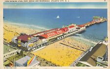 View Showing Steel Pier, Ocean & Boardwalk,  Atlantic City, New Jersey Postcard picture