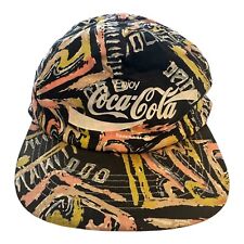 Vintage Coca Cola Snap Back Hat Scribbles All Over 1980's Abstract Print Retro picture