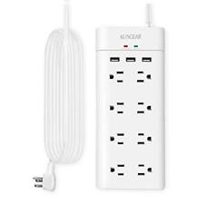 8outlet 12ft Extra Long Cord Usb Surge Protector Power Strips Low Profile Flat P picture