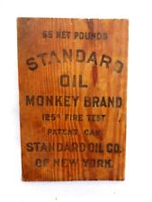 Vintage STANDARD OIL CO. OF NEW YORK MONKEY Brand Wood Advertisement Sign Board picture