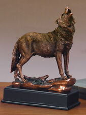 Handcrafted Wolf Bronze Figurine Statue 7.5