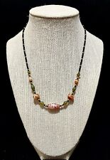 Etched carnelian bead necklace. picture