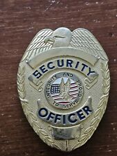 Vintage Security Officer Pin Badge Gold tone USA  3 Inch collectible Metal picture