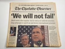 Charlotte Observer September 21 2001 We Will Not Fail George W Bush Front Sect. picture