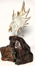 Glass Baron Eagle with 22kt Gold Accents on Wood Statue picture