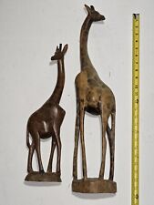 Set Of Hand Carved & Painted Wood  Giraffe Figurine Statue Sculpture Africa picture