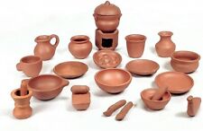 Handmade Plain Terracotta Clay Miniature Kitchen Set For Home Decor & kids Play picture