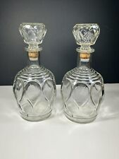 Lot of 2 Vintage Clear Glass Matching Decanters Teardrop Thumbprint picture