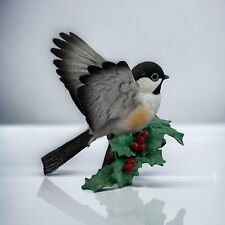 Vintage Lenox Garden Bird Black Capped Chickadee on Holly Branch Figurine 1994 picture