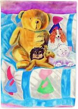 Pomeranian on the Couch With Stuffed Toys Flag Garden Size 7102GF-S picture