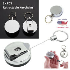 2x PCS - Steel Wire Rope Key Chain Recoils Retractable Anti Lost Secure Keychain picture