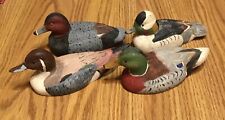 4 Hand Carved Ducks Wood 6” Signed By Tim French picture