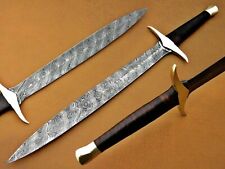 Rare Design Hand Made Damascus Sword With Rose Wood Handle No.7 picture