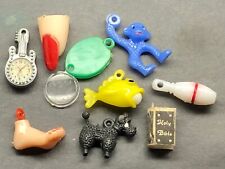 NOS '60's Gumball Kid's Charms Monkey Poodle Fish Bible Foot Guitar Clock Misc picture