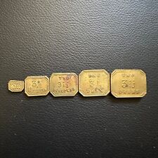 5x W&TA STANDARD VICTORIAN ANTIQUE BRASS APOTHECARY SCALE WEIGHTS DRAMS SCRUPLES picture