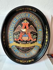 Anheuser Busch St Louis Missouri Metal Oval Beer Serving Tray 15x12 Budweiser picture