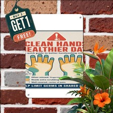 Hand Washing Warning Sign Restroom Hygiene Bathroom Metal Plaque 8x12 picture