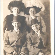 c1910s Edwardian Era Couples Laugh RPPC Rare Smile Rotten Teeth Real Photo A140 picture