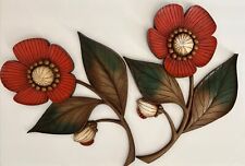 Set 2 Vintage 1964 Syroco RED Poppy Flower Wall Plaques Mid Century Retro Decor picture