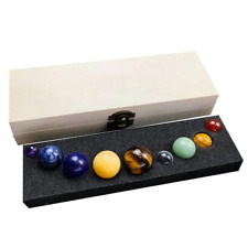 9 Planets Crystal Sphere Balls Gemstones Stone with Storage Box Feng Shui Teachi picture