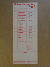 Vintage McDonald's Fast Food Unused Menu Order Grill Sheet Form Slash Logo picture