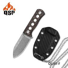 QSP Canary Fixed Blade Knife Copper Foil CF Handle Damascus Plain Edge QS141-F picture
