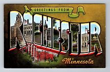 Rochester MN-Minnesota, LARGE LETTER GREETINGS, Antique, Vintage c1954 Postcard picture