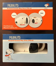 Peanuts 24oz Snoopy Sculpted Ceramic Mugs (Set of 2) New in Boxes picture