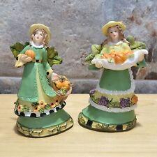 Thanksgiving Autumn Angel Figurine Decor Fall Harvest Set of 2 picture