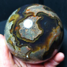 Rare 841.5g Natural Polished Colorful volcano Agate Crystal Ball Healing  A3606 picture