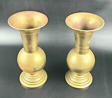 Antique - Brass Vases with Etched IHS and Alter Cross Signs/Symbols - Pair picture