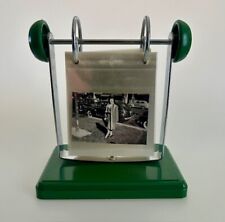 Vintage MCM 60s Roto Photo Picture Index Card Recipe Rolodex Green Hard Plastic picture