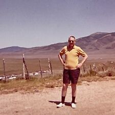 AYE Photograph 1963 Man Standing Roadside Desert Picturesque Beautiful Blue Sky picture