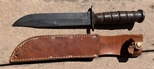 WWII US Navy USN Mark 2 Fighting Knife Marked Camillus w/Leather Scabbard picture