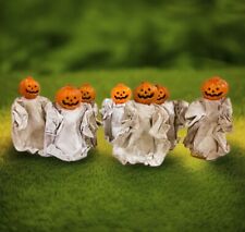 7 Vintage Rare Pumpkin Ghost Paper Mache Plastic Candle Holders picture