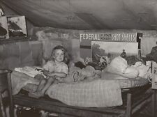 Black and White Photo Sad Little Girl Sitting on Bed Poverty  8x10 Reprint  A-9 picture