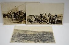 3 1900's Occupational RPPC Photo Work Crew Camp Dog Digging Irrigation Ditch Vtg picture