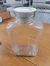 Vintage Arc France Ribbed Clear Glass Pitcher White Lid 2 Qt 64 Oz 10” Container picture