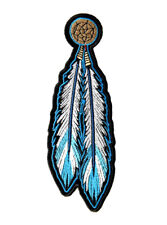 Native Indian Blue Dream Catcher Feathers Biker Patch                  picture