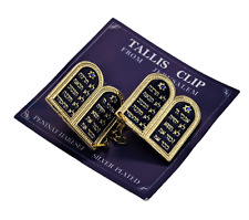 Ten Commandments Gold Plated Holy Israel Tallit Clips Prayer Jewelry zion Gift picture