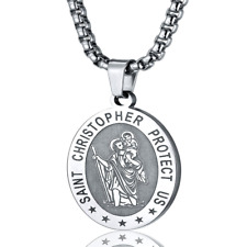 Saint Christopher Medal Necklace Pendant for Men and Oval Catholic Women Jewelry picture