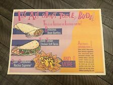 Vintage Authentic Taco Bell Tray Paper 1992 “Its All About Taste, Buds” picture