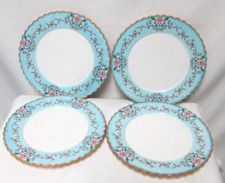 Vintage Ruffled blue pink floral Dinner Plate Set 4 Shabby Chic 10