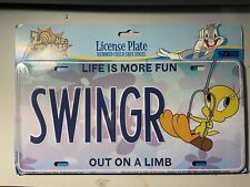 NIP Looney Tunes License Plate Tweety Bird Life is More Fun SWINGR out on a Limb picture