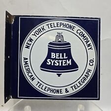 Original New York Telephone Bell Porcelain Flange Advertising Phone Booth Sign picture