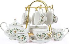 Tea Set 22-Piece Porcelain Ceramic Coffee Tea Gift Sets Cups Saucer Service picture